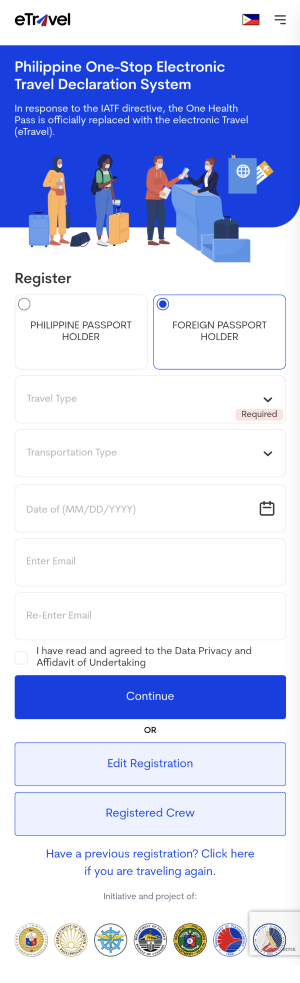 フィリピン入国前のe-travelの登録方法